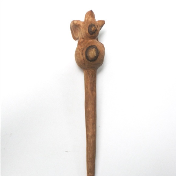 Hand carved wood bird hair thing stick handmade - Picture 3 of 7